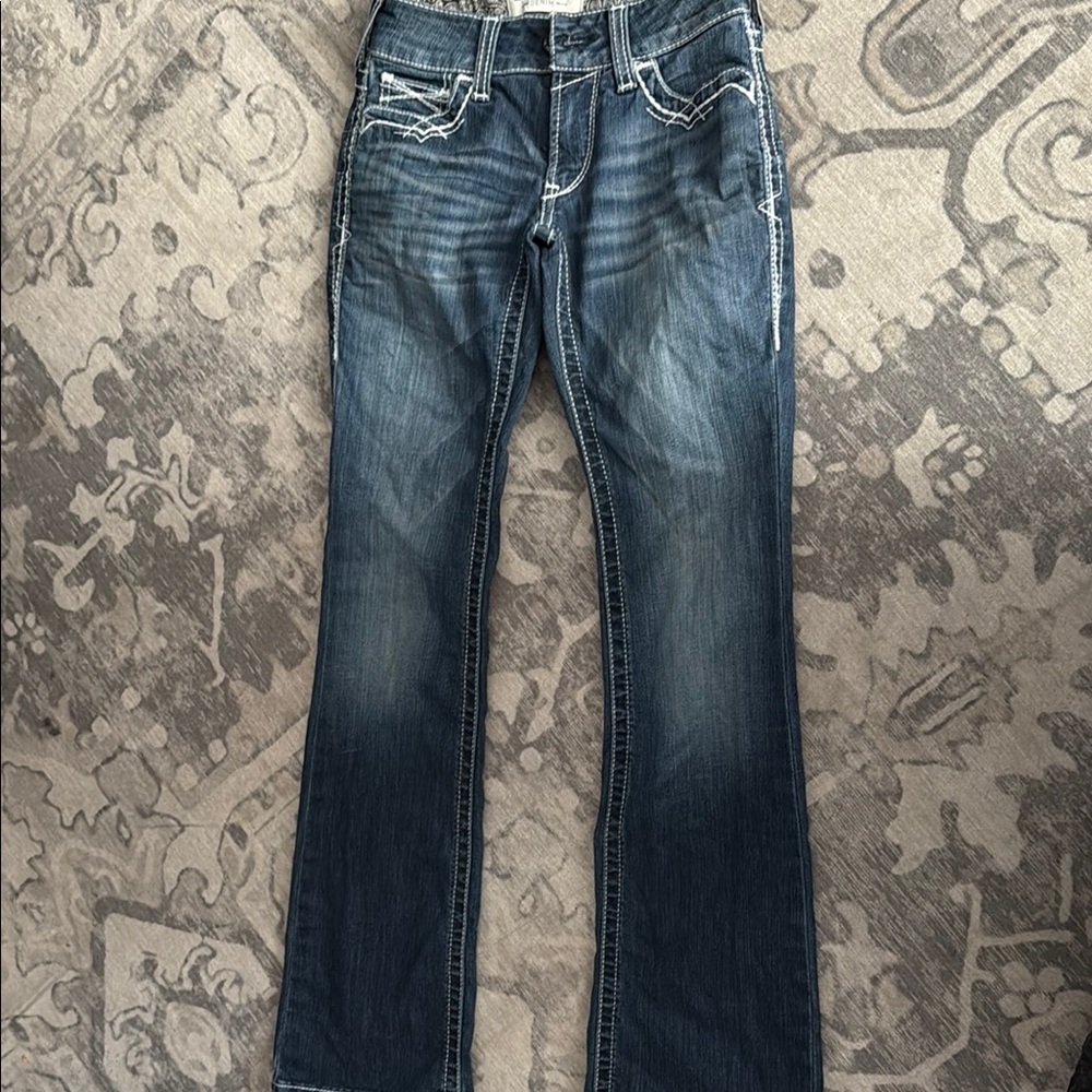Ariat Blue Boot Cut Jeans with Vintage Fading